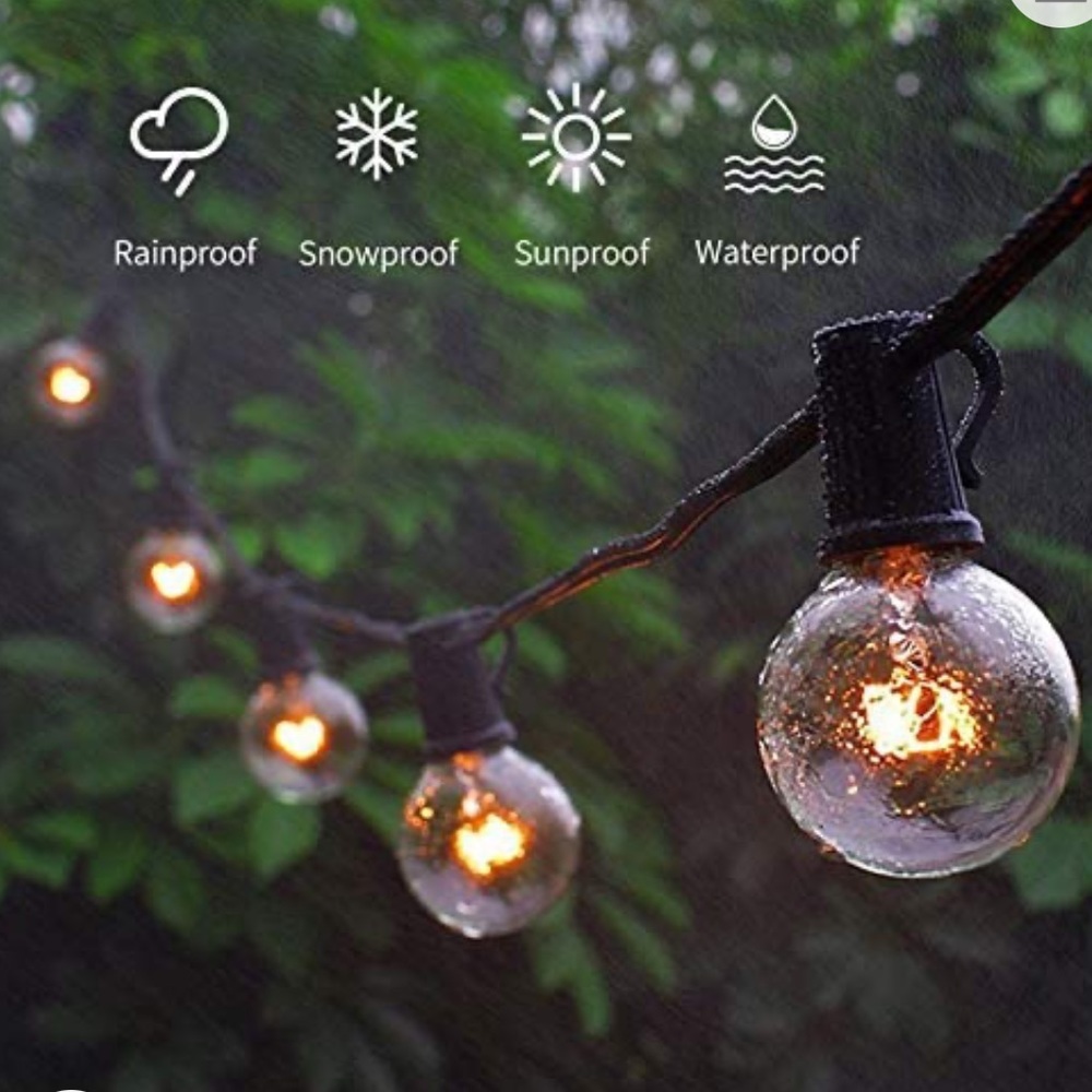 String Lights 25Ft 25pcs Outdoor String Light Globe Glass G40